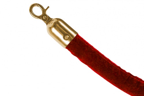 Barrier post rope, velour red, gold latch