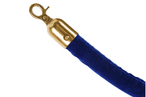 Barrier post rope, velour blue, gold latch