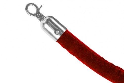 Barrier post rope, velour red, chrome latch