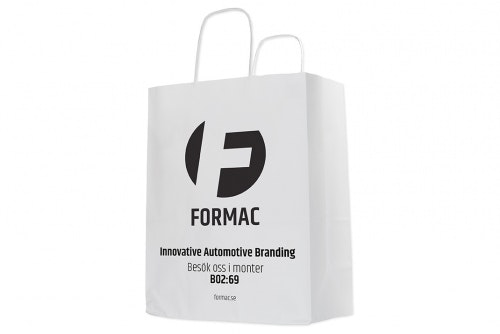 Carrying bag in white paper with print - small