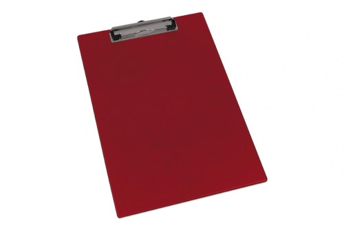 Skriveplate med metallklemme A4- rød