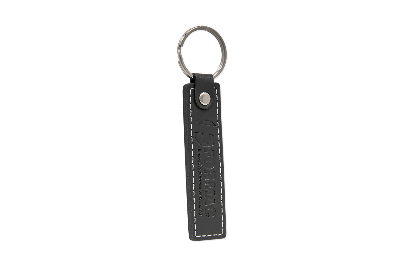 Black Emboss LV Leather Keychain