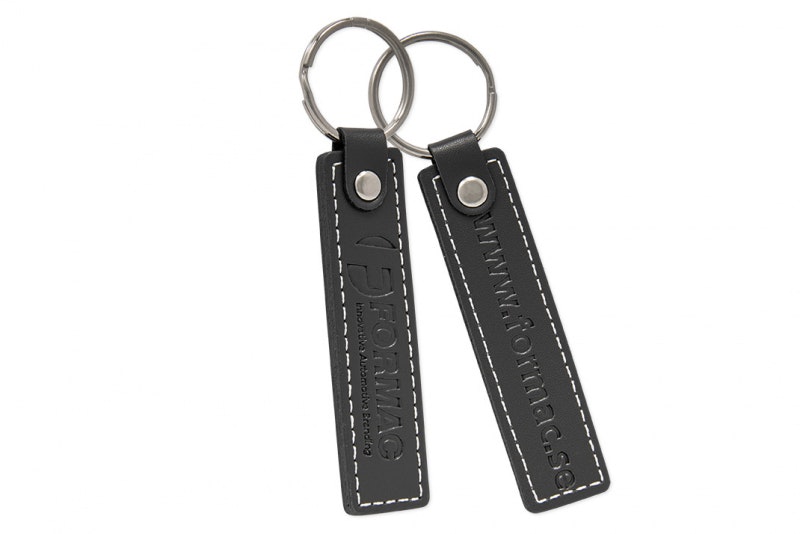 leather with black embossing Keychain in