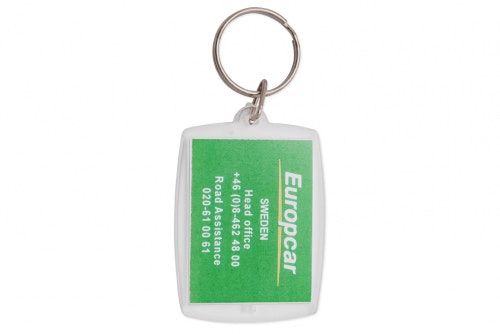 Key ring in plastic, large with print