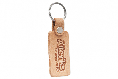 Key ring leather, natural color, embossed 1-side, small