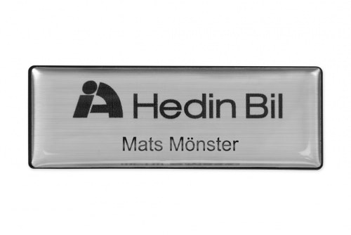 Name tag rectangular with 3D-emblem and magnetic mount