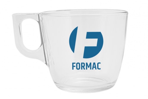 Glass coffee mug with print