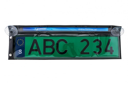 Dealer license plate holder with suction cups