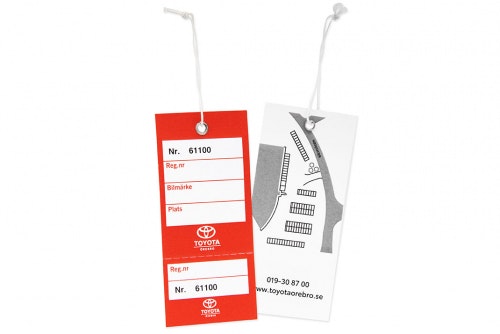 Key labeling with receipt, color print, both sides
