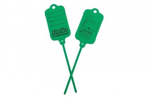 Key tag green, with customized print 2 sides