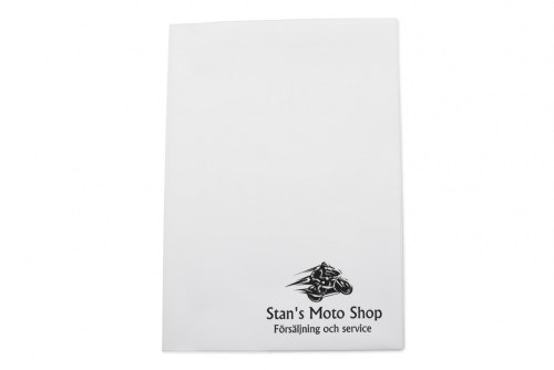 Vehicle folder in white plastic, A5 with customized 1-color print